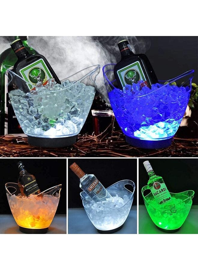 يُسلِّم دلو ثلج مزود بإضاءة LED، دلو ثلج بلاستيكي شفاف، دلو ثلج كبير السعة، دلو تبريد LED ملون RGB، دلو ثلج للشمبانيا والنبيذ والبيرة مع إضاءة للحفلات والمنازل والبارات والنوادي - Image 5